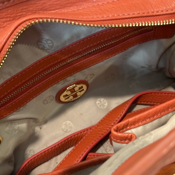 Tory Burch Amanda Orange Leather Logo Satchel Bag - Picture 7 of 11